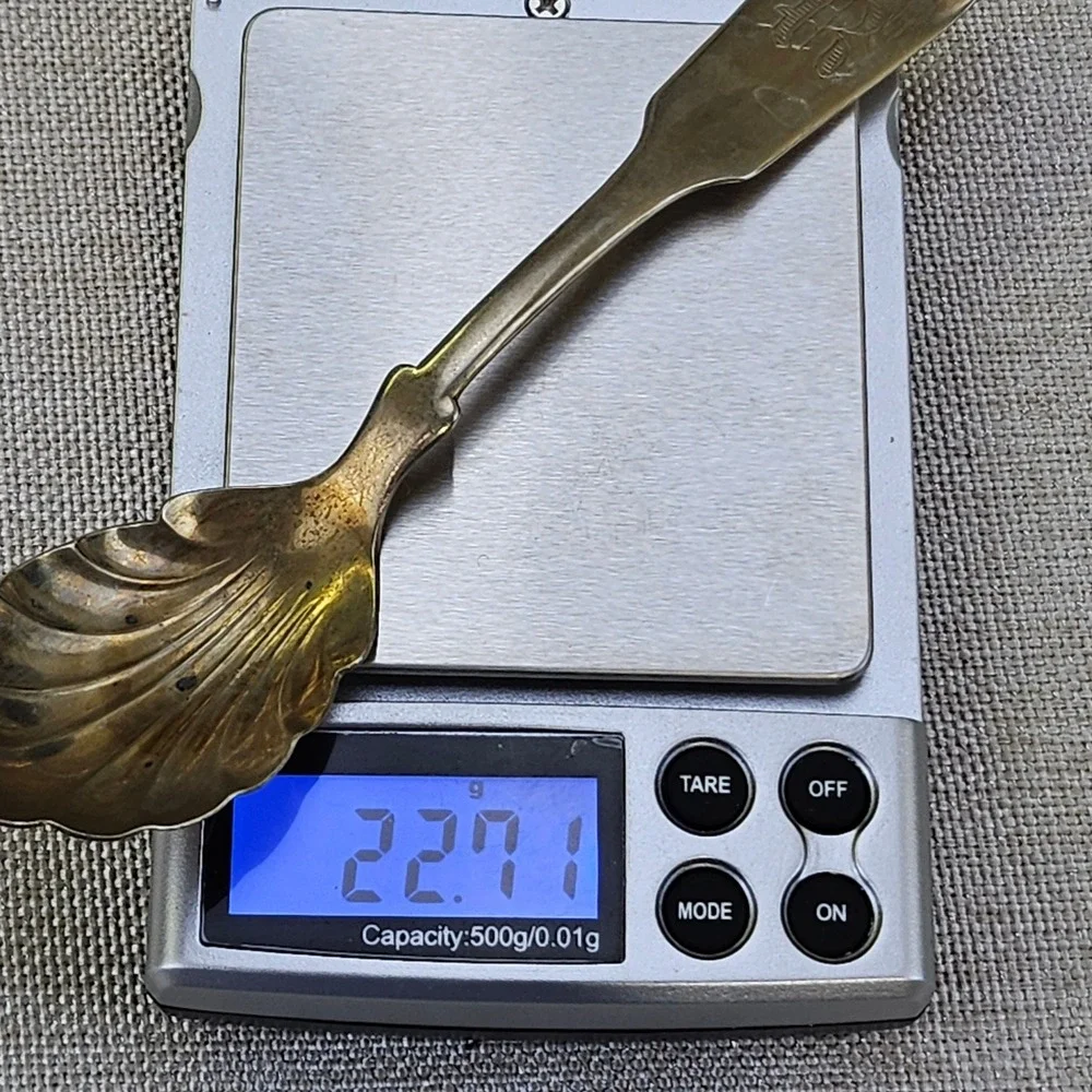 Rogers Brazil Silver Antique Shell Spoons Set 3 Monogrammed R TU B Salt Sugar